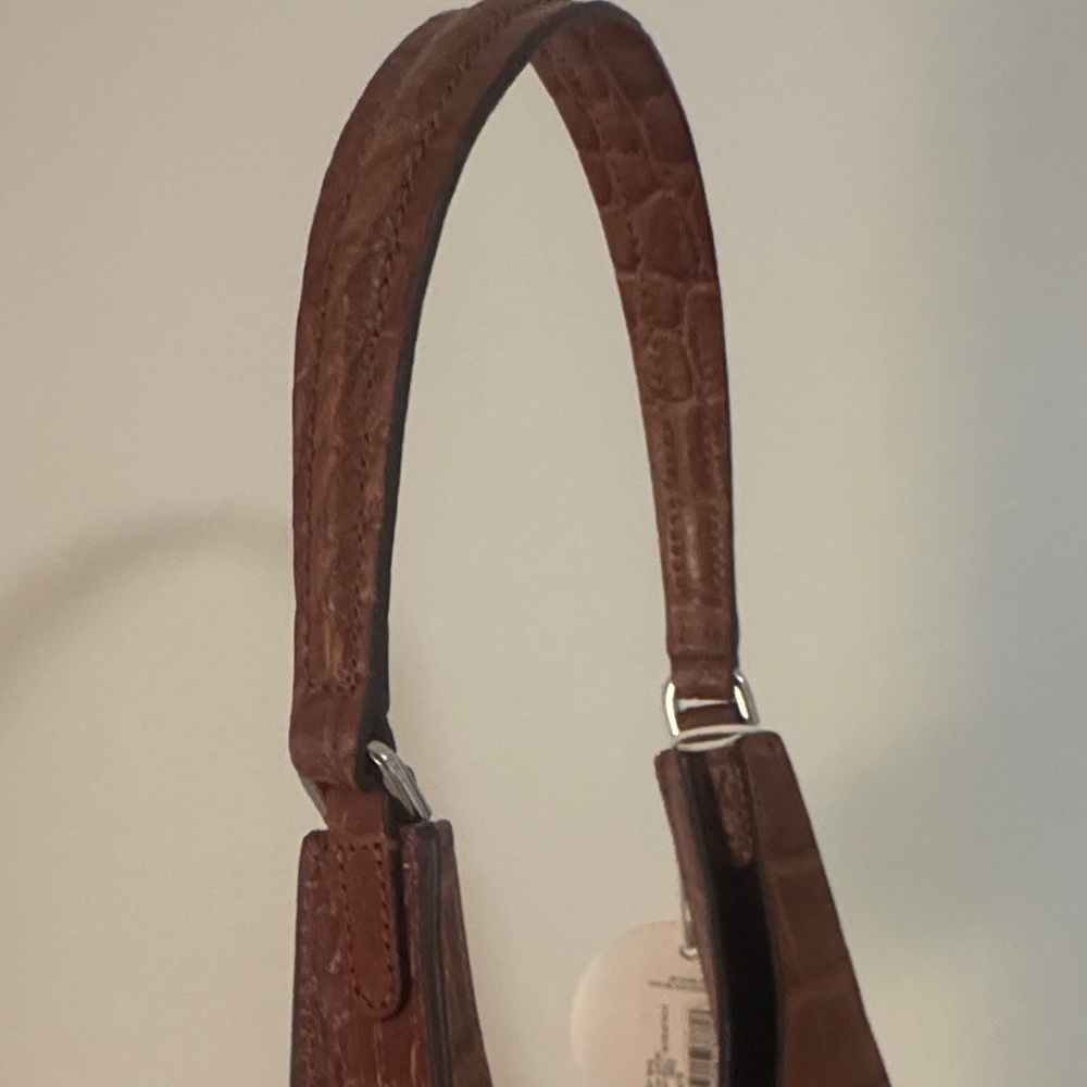 NWT STAUD Rey Brown Croc-Embossed leather Shoulder Bag - Picture 3 of 4
